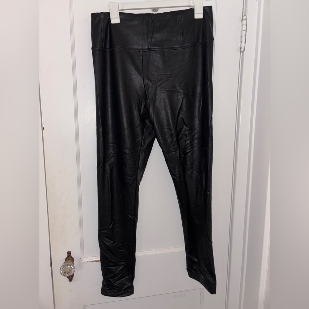 7 For All Mankind Black Faux Leather Leggings